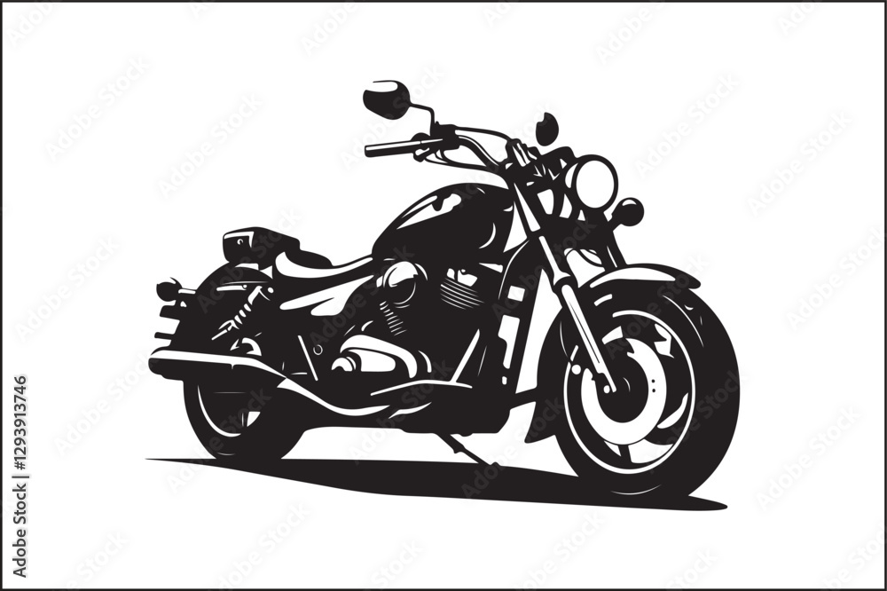 Obraz premium Elegant Vintage Motorcycle Vector Silhouette – Biker Lifestyle Art.