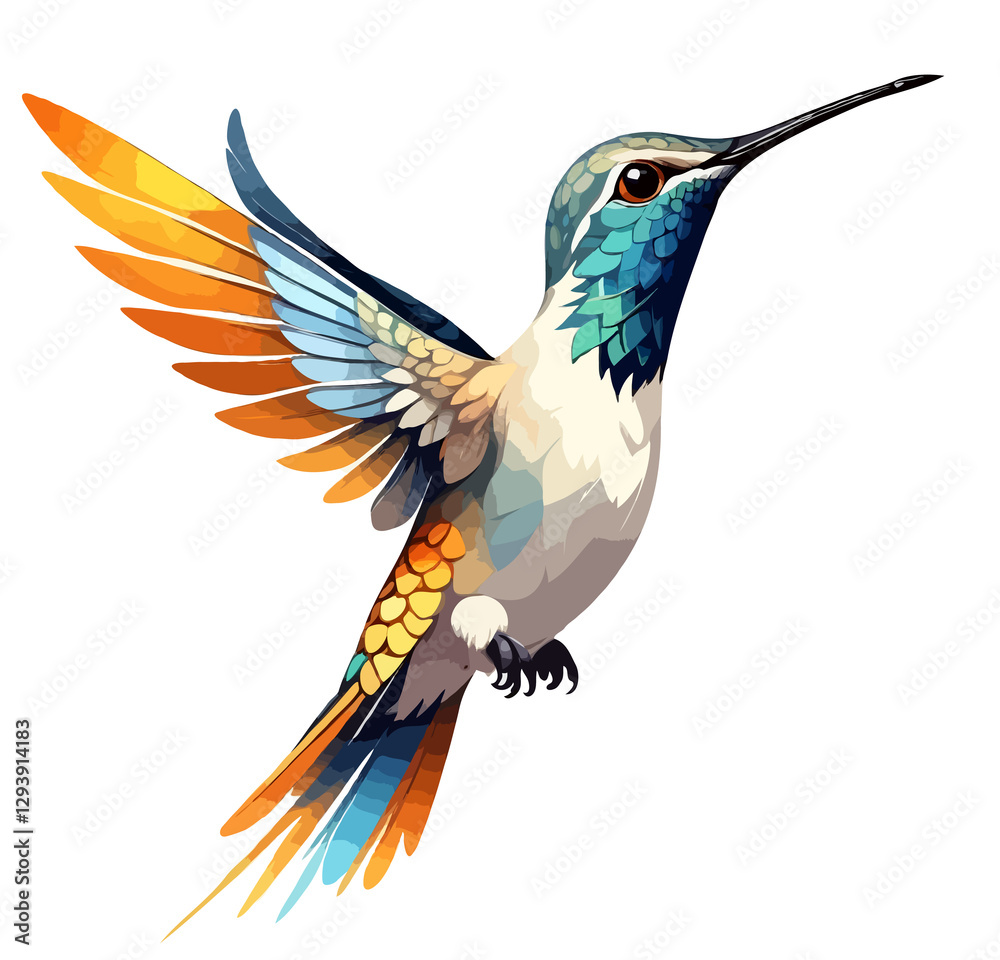 Obraz premium Hummingbird Vector Art with Vibrant Colour Illustration