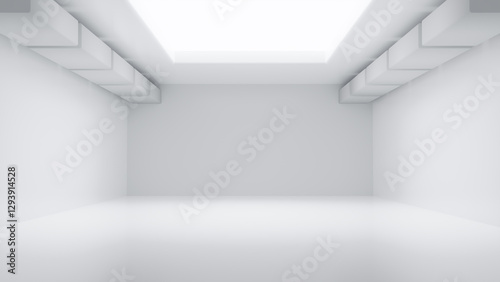 Wallpaper Mural Abstract Futuristic empty floor and room Sci-Fi Corridor With light for showcase,room,interior,display products.Modern Future cement floor and wall background technology interior concept.3d render Torontodigital.ca