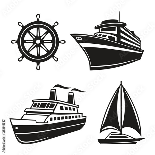Maritime Transport Icons Vessel Vector Set