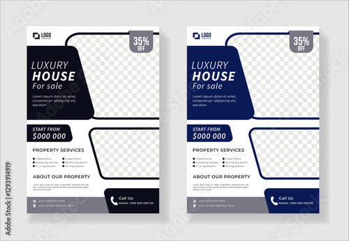 Modern clean clear Real Estate flyer template or Real Estate flyer design with best design organic shape