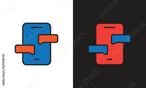 Mobile phone with chat bubble logo icon. Great logo icon for, industry office, social media, entertainment and web.