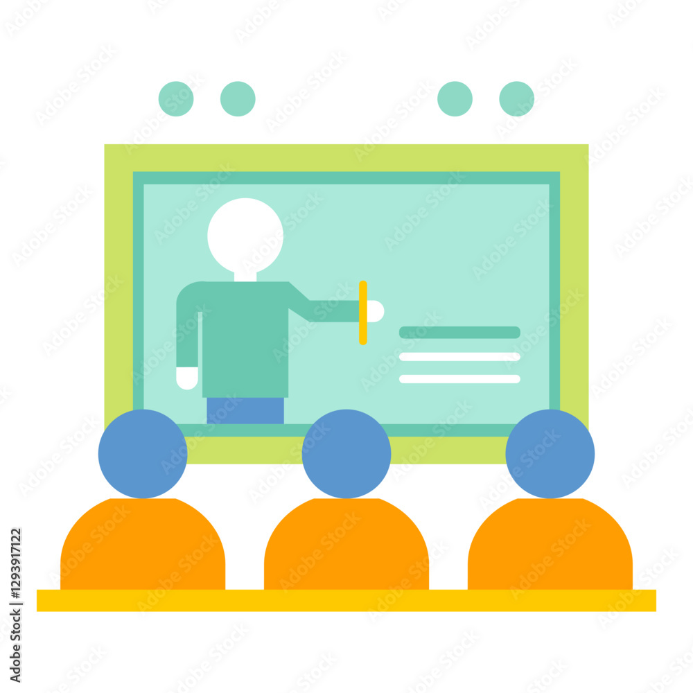 Education concept icon illustration. Back to school. Teacher is giving a lesson to the students. Education concept icon illustration. Back to school. Teacher is giving a lesson to the students.
