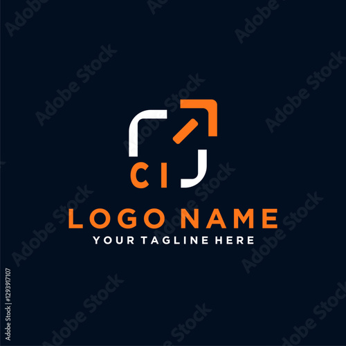 CI initials minimal modern technology logo design