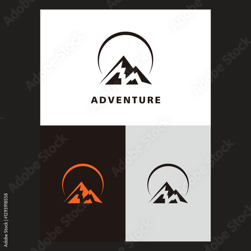 Mountain and moon adventure logo design