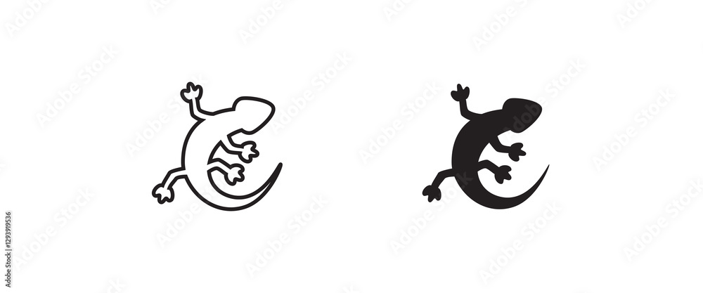 animal vector lizard salamander gecko crocodile and reptiles icon, sign, symbol, logo, illustration, editable stroke, flat design style isolated on white linear