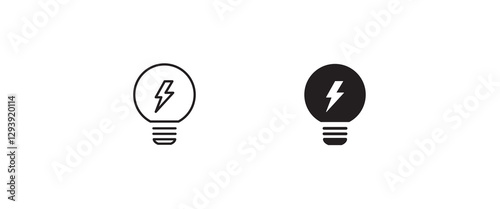 Light Bulb icon vector set, isolated on white background. Idea sign, solution, thinking concept. Lighting Electric lamp. Electricity, shine. editable stroke and Flat graphic design, Web site