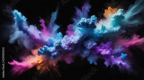 Vibrant Colorful Powder Explosion on Dark Background