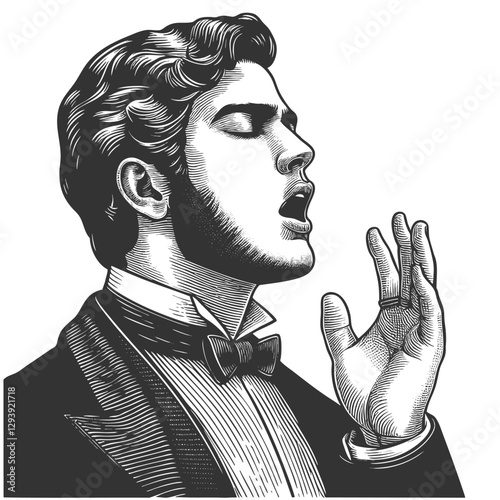 Opera Singer Performing vector illustration