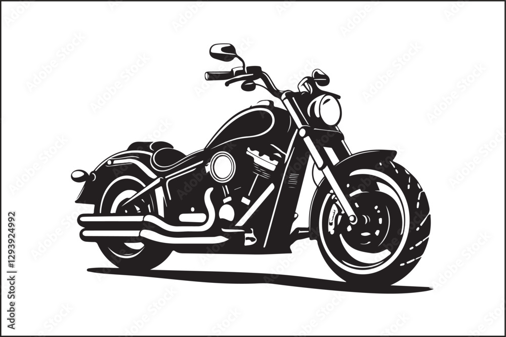 Obraz premium Elegant Vintage Motorcycle Vector Silhouette – Biker Lifestyle Art.