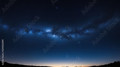 Cosmic Galaxy View in Starry Night Sky Landscape