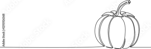 continuous single line drawing of a pumpkin, line art vector illustration