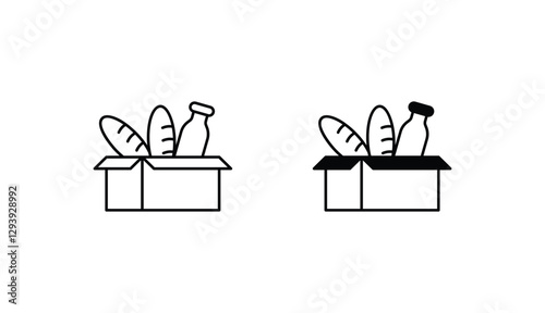 Charity food packs icon design with white background stock illustration