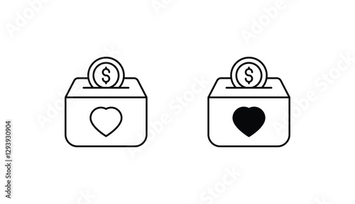 Charity box icon design with white background stock illustration