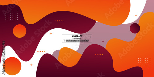 Orange and red geometric business banner design. Creative banner design with wave and line shape as template. Simple design on white horizontal banner. Vector Eps10