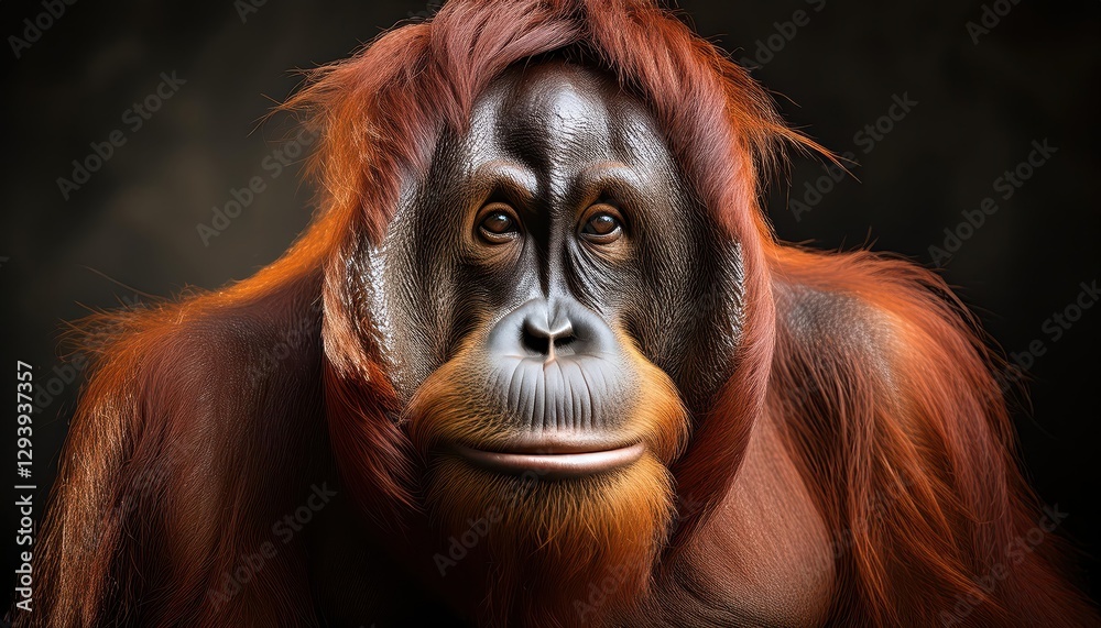 Sumatran Orangutan in the Misty Rainforest, Majestic and Graceful, with a Wistful Glance at Sunset over Borneos Verdant Canopy Sumatran Orangutan in the Misty Rainforest, Majestic and Graceful, with a Wistful Glance at Sunset over Borneos Verdant Canopy