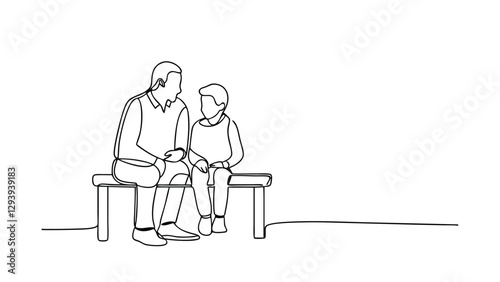 Grandfather and Grandson Sharing a Moment on a Bench