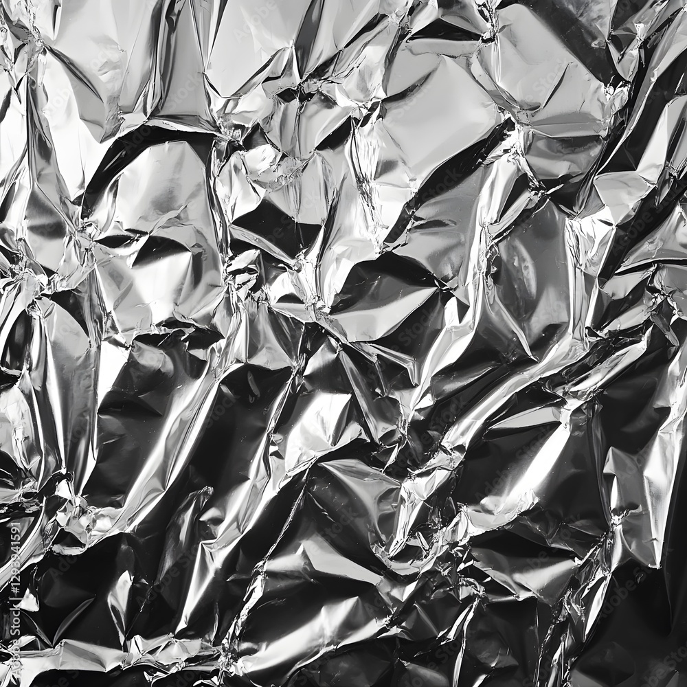 Crumpled aluminium texture creating a shiny metallic abstract background with reflective and industrial aesthetics Crumpled aluminium texture creating a shiny metallic abstract background with reflective and industrial aesthetics
