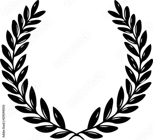 Adobe Illustrator Artwork, A wreath with a green leaves and a symbol for the winner of the contest. Gold laurel wreath. Laurel wreath vector icon isolated on white background.