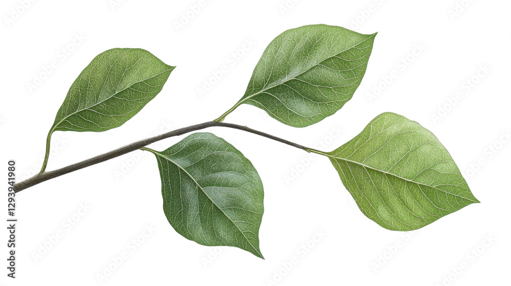 Fototapeta premium fresh green leaves branch isolated on white background