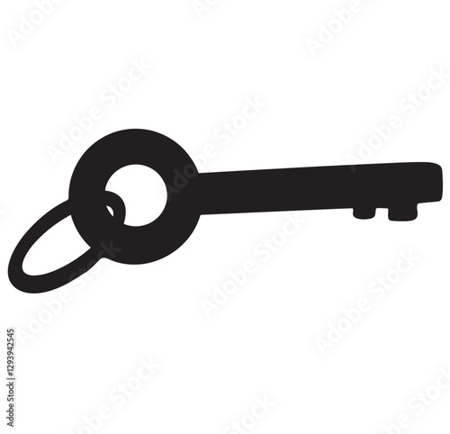 Cute cartoon hand drawn vector key silhouette.