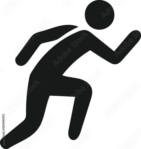 Simple black and white illustration of a person running