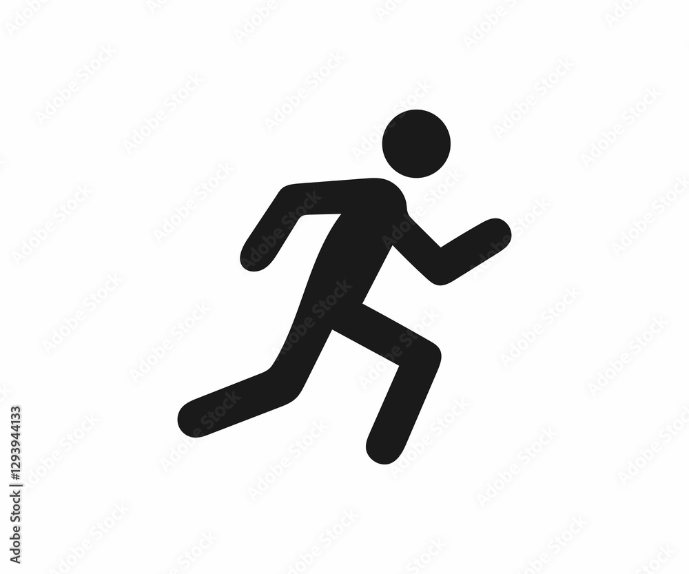 A simple, black silhouette of a person running against a plain white background. A simple, black silhouette of a person running against a plain white background.