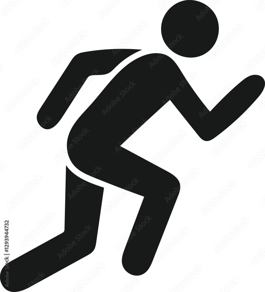 A straightforward, stylized icon depicts a person in a dynamic running pose. A straightforward, stylized icon depicts a person in a dynamic running pose.