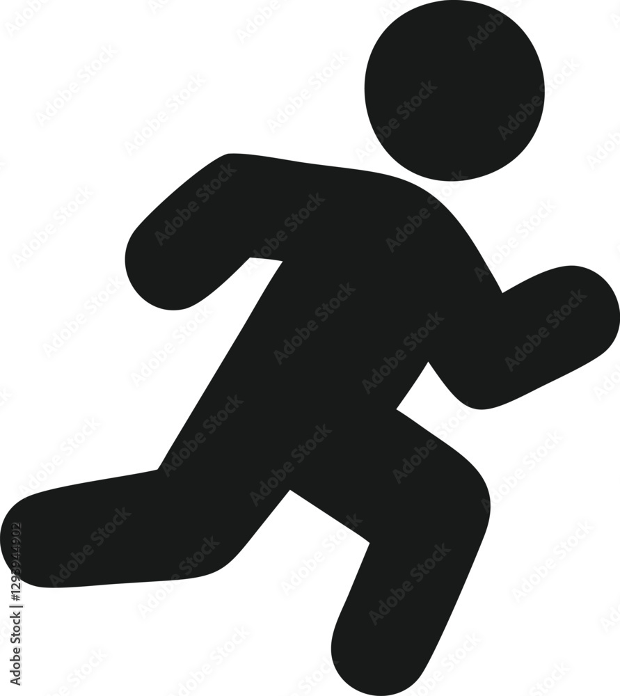 A stylized, black silhouette of a person running against a plain white background. A stylized, black silhouette of a person running against a plain white background.