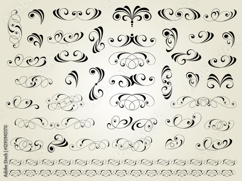 6077.eps  set of calligraphic design elements