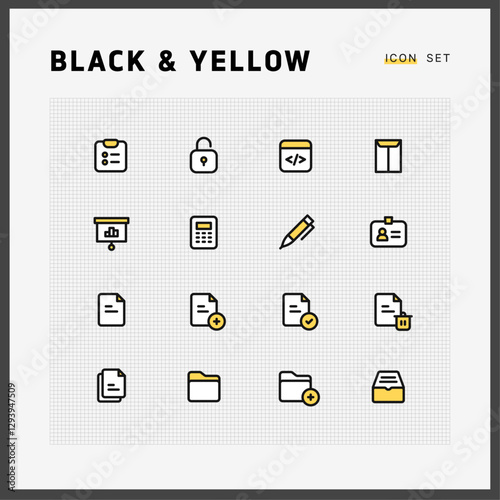  Blcak and yellow icon set_business_01