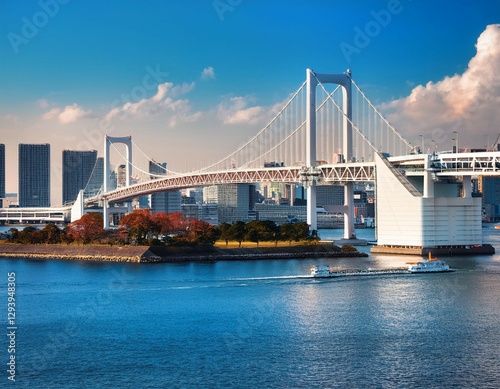 tokyo bay with the rainbow bridge odaiba tokyo japan