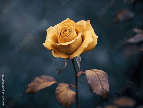 Yellow Rose in Fallen Leaves