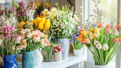 Wallpaper Mural Stunning Spring Flower Display at a Floral Shop Torontodigital.ca
