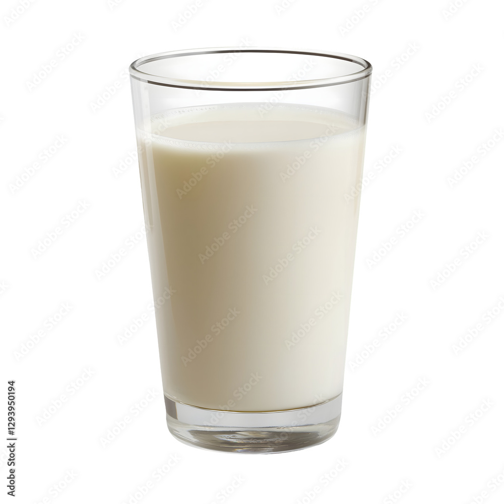 Clear glass filled with milk, featuring a textured design with vertical grooves, filled almost to the brim with creamy white milk, isolated on transparent background Clear glass filled with milk, featuring a textured design with vertical grooves, filled almost to the brim with creamy white milk, isolated on transparent background