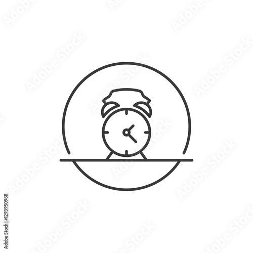 A sleek analog alarm clock icon for digital interfaces, representing time management and scheduling features. Ideal for productivity apps, enhancing user experience through intuitive design