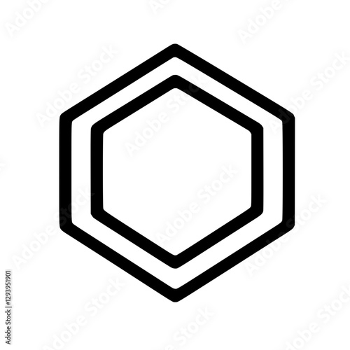 Hexagonal Chemical Structure Icon Representing Science, Chemistry, and Molecular Bonds