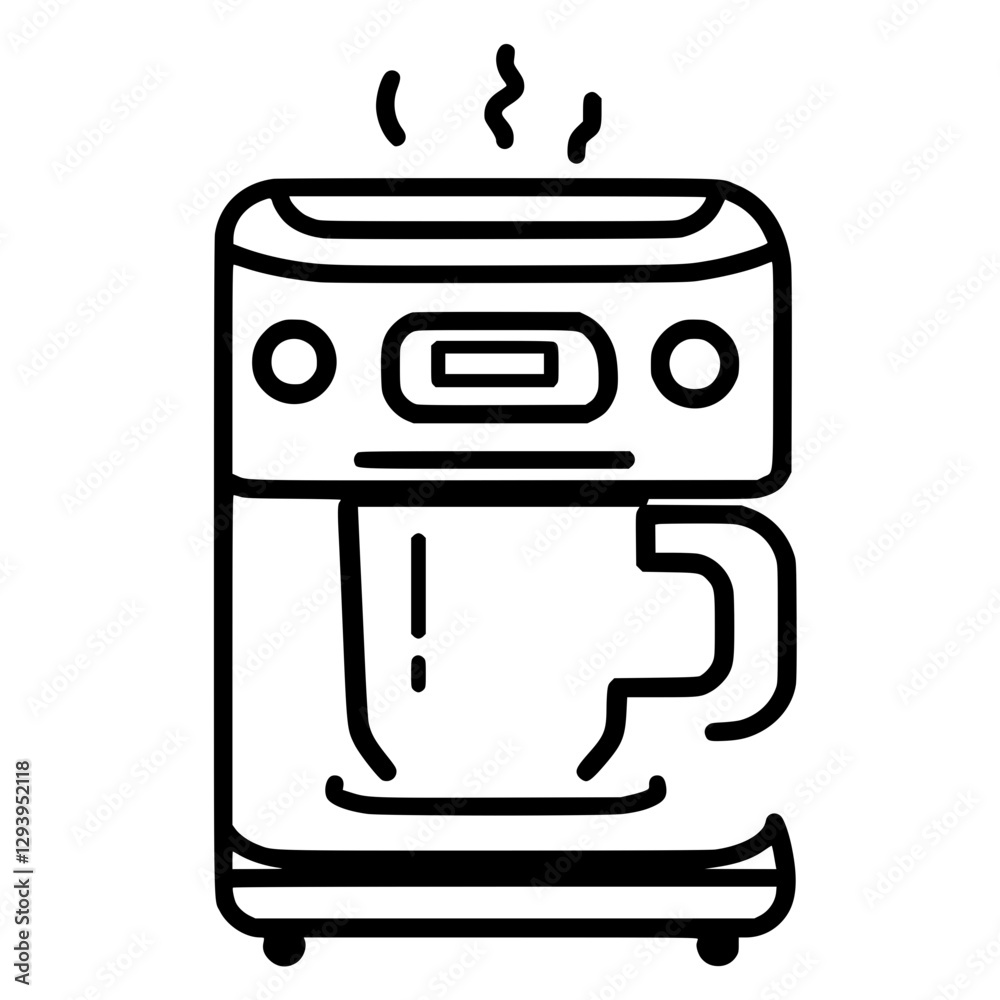 Modern Coffee Machine Icon for Cafes, Brewing, and Kitchen Appliances