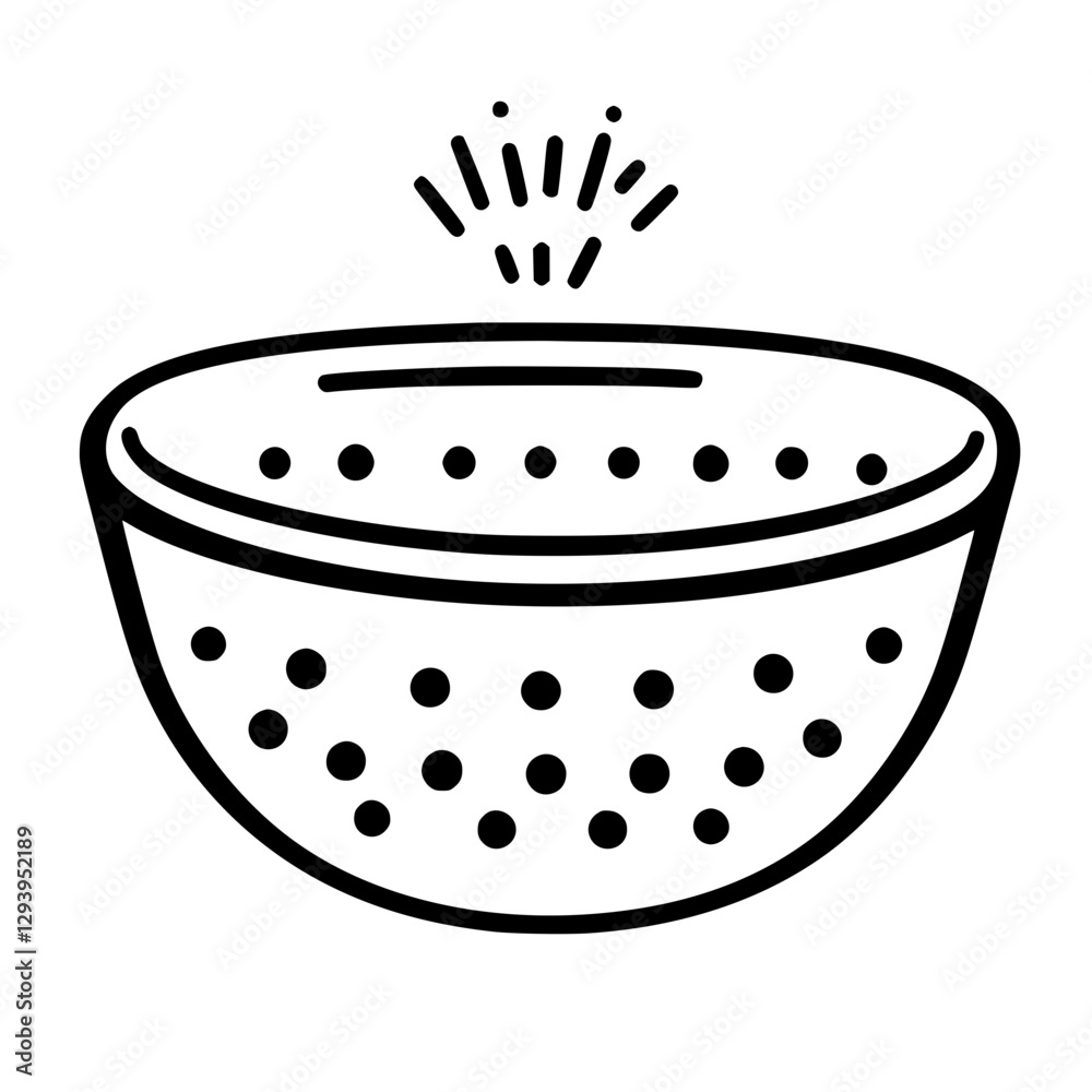 Colander Bowl Icon Representing Kitchenware, Cooking, and Food Drainage Colander Bowl Icon Representing Kitchenware, Cooking, and Food Drainage