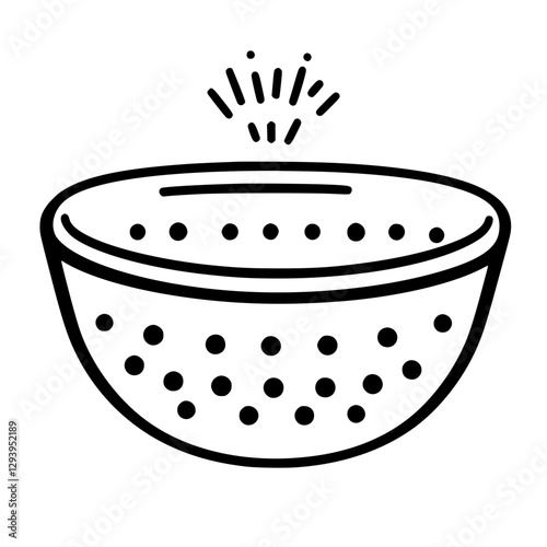 Colander Bowl Icon Representing Kitchenware, Cooking, and Food Drainage