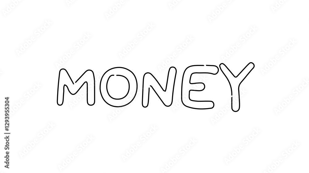 money word on white background animation video money word on white background animation video