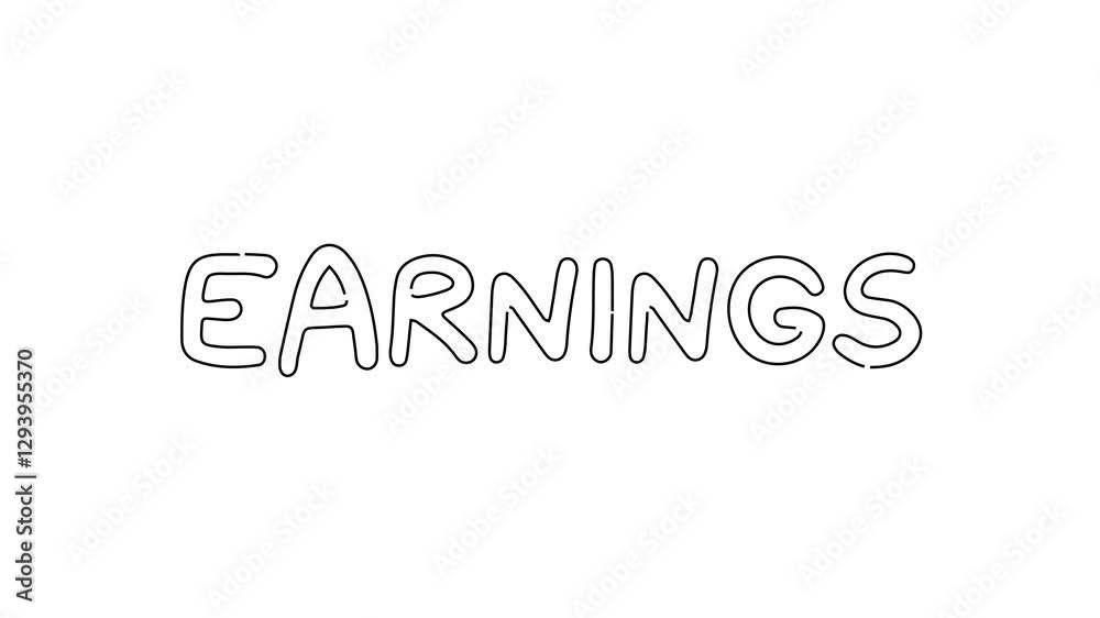 earnings word on white background animation video earnings word on white background animation video