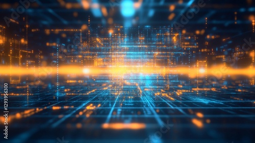 Wallpaper Mural Abstract Digital Network Illustration, Data Flow and Blockchain Technology Integration, Highlighting Modern Connectivity and Security Concepts, graphic for Tech and Business Corporate, banner design,  Torontodigital.ca