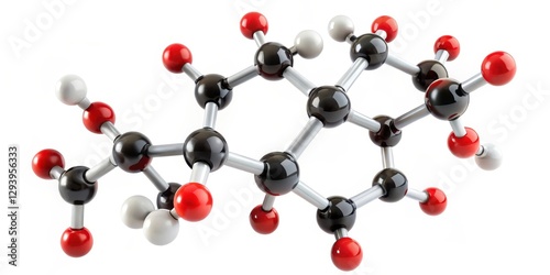 Fructose molecule structure isolated on white background , organic, atomic,  organic, atomic, carbon, molecule