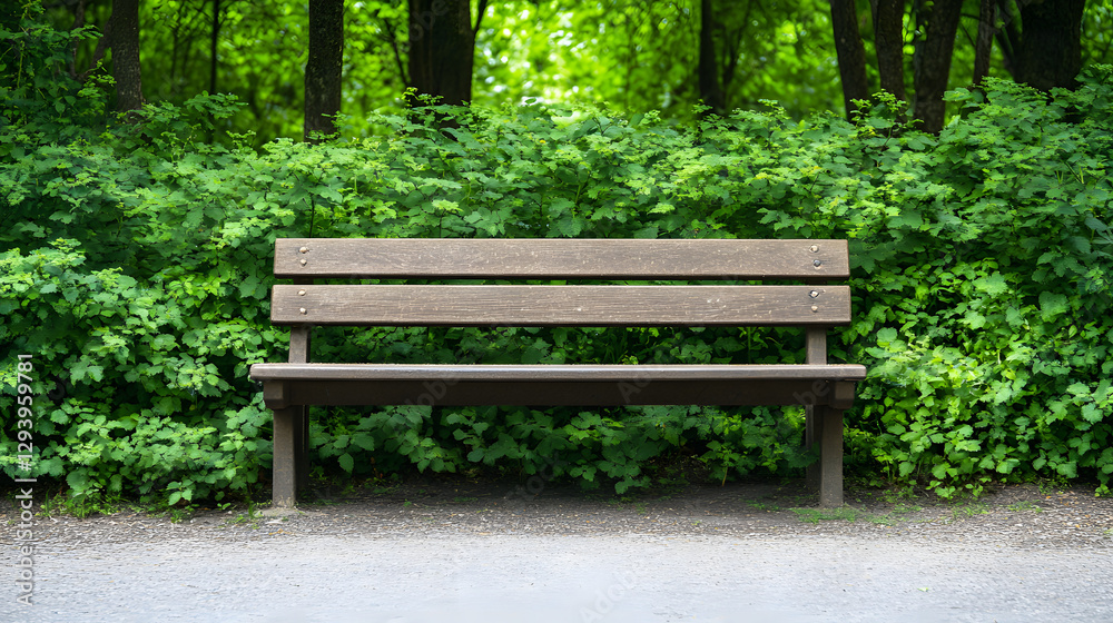 Park Bench Surrounded by Lush Greenery in a Centered Composition
Park Bench Surrounded by Lush Greenery in a Centered Composition