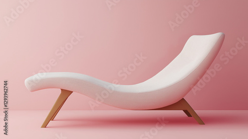 modernfashioned design for chaise lounge in white color made of velvet cloth  isolated on matte pink  background