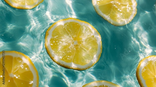 Vibrant Lemon Slices Floating in Water