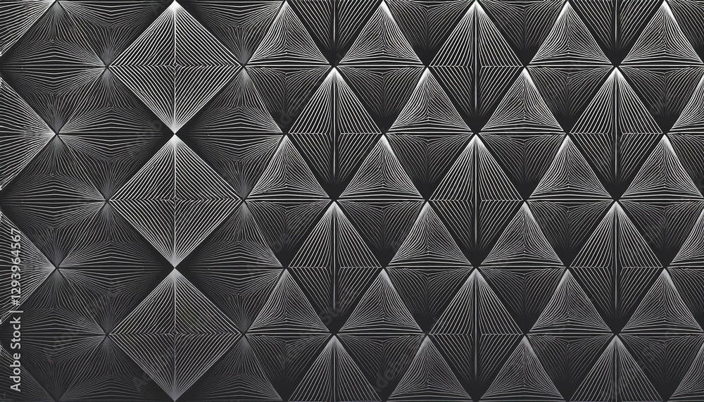 Fototapeta premium black and white abstract geometric pattern with hexagonal lines seamless background with fade effect