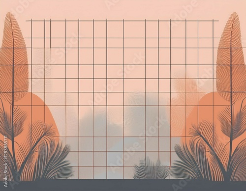 boho grid background fantasy aesthetic mild tones colors simple