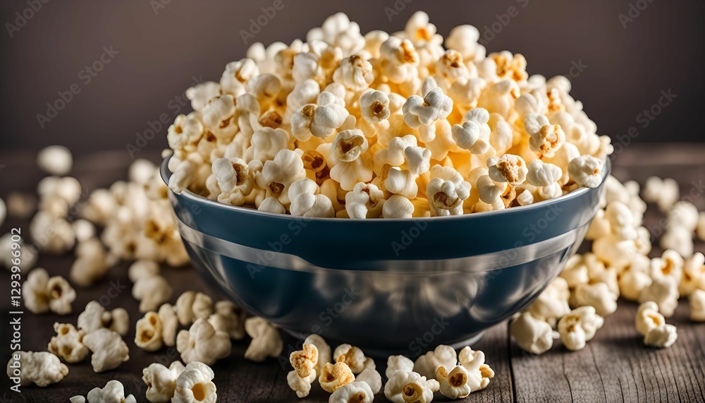 Bowl of Popcorn on Wooden Surface Bowl of Popcorn on Wooden Surface